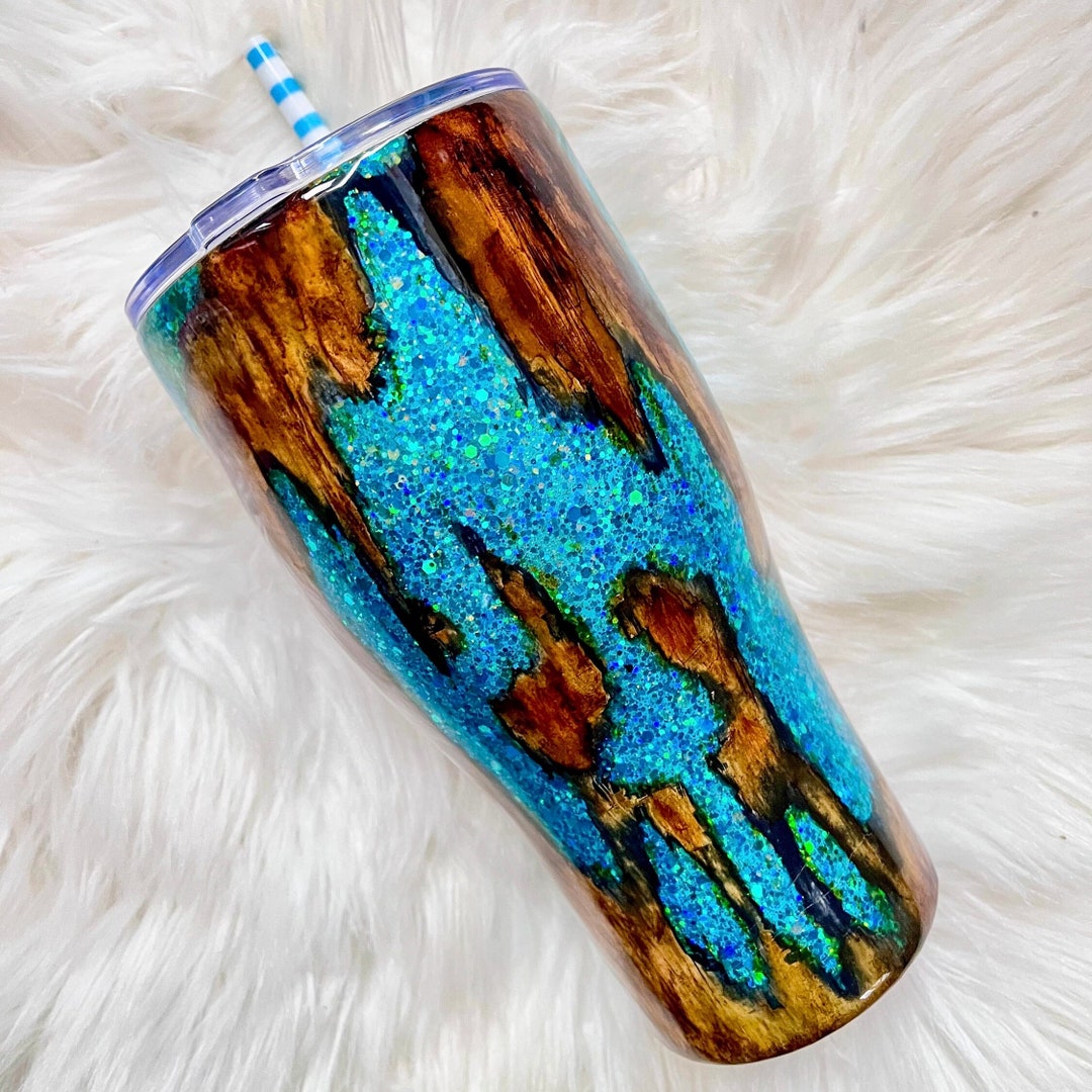 30oz Geode Tumbler Turquoise Wood Grain Peekaboo Tumbler Etsy