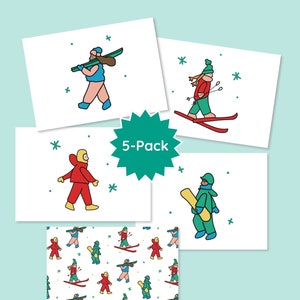 Sofort download - Ski Weihnachtskarte, Ski Karte, Ski Karte, Skifahrer Geschenk, Ski Geschenk, Ski Weihnachten, Weihnachtskarten Bundle