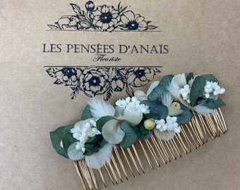 Peigne grand modèle en fleurs séchées