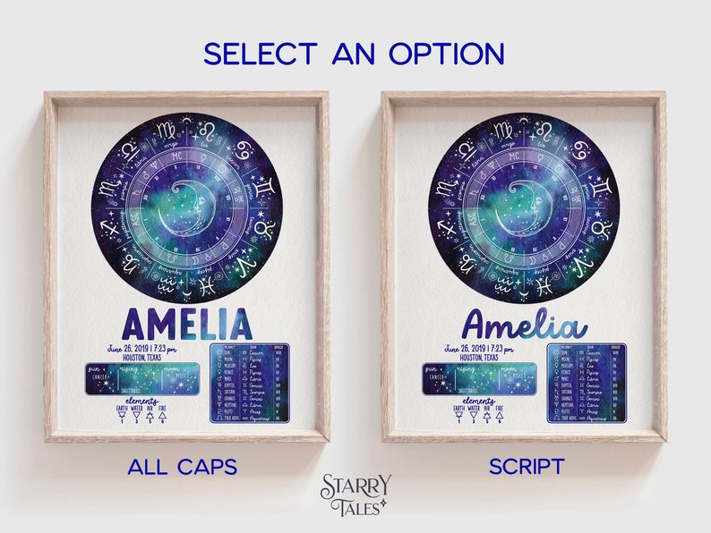 Custom Astrology Birth Chart Printable Wall Art, Natal Chart Nursery ...