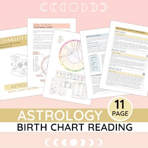 Lectura personalizada de la carta natal, regalos de astrología para ella, lectura personalizada de la carta natal, lectura de astrología imprimible, regalo de cumpleaños para las mujeres