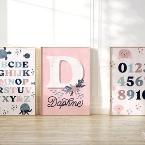 Personalized Ocean Nursery Decor: Girl Name Sign, Alphabet & Numbers (Downloadable Prints)