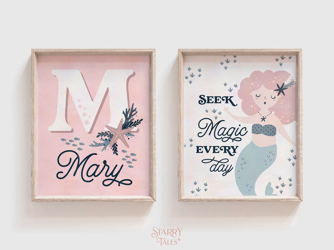 Mermaid Nursery Prints: Personalized Name Sign, Under the Sea Decor ...