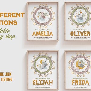Custom Astrology Birth Chart Printable Wall Art, Natal Chart Baby Girl ...