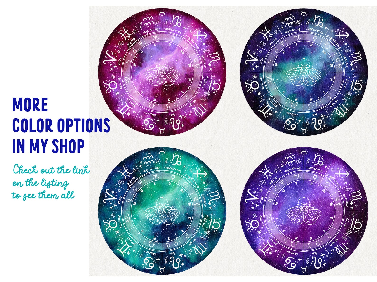 Custom Astrology Birth Chart Downloadable Prints Personalized Etsy