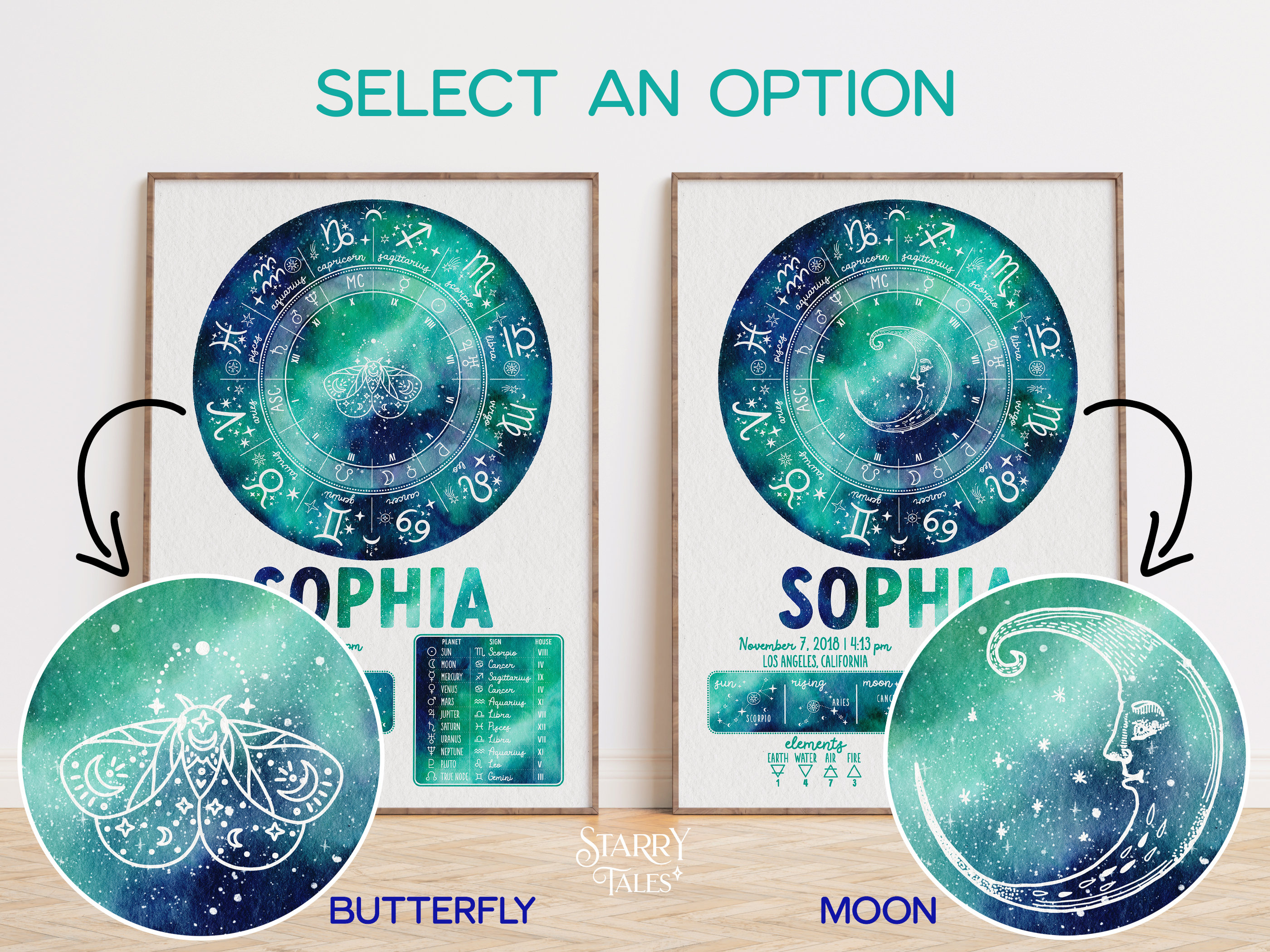 Custom Astrology Birth Chart Downloadable Prints, Personalized Natal ...