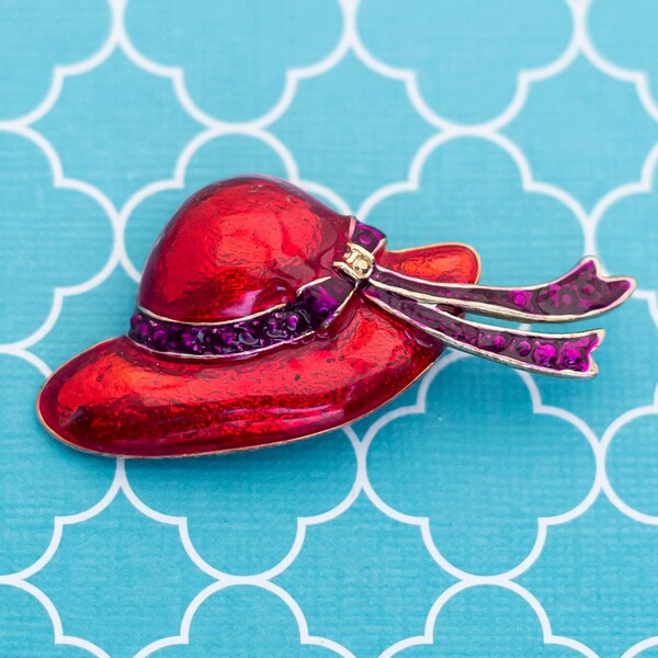 broche vintage Classy Red Hat - R29