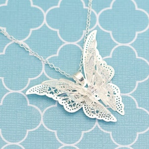 Sterling Silver Butterfly Necklace, Beautiful Butterfly Necklace, Fairy Necklace, Sterling Silver Necklace Size 20 Inch - R26