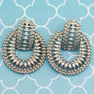 Vintage Egyptian Geometric Dangle Earrings, Egyptian Earrings, Silver Tone Dangle Earrings, Funky Earrings - R25