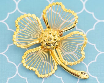 Broche Ancienne Art Nouveau Dorée Avec Nacre - Porte-photo Décor Trèfles à 4 Feuilles - Occasion