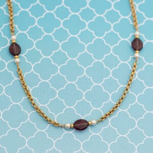 Vintage Deep Red Bead Rolo Style Chain Necklace 35 inch by Avon - R24