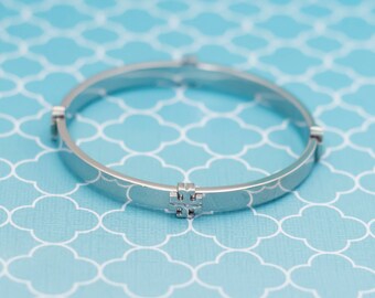 ヴィンテージ クラシック プレーン シルバートーン バングル 7 インチ