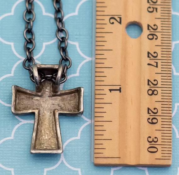 Vintage Byzantine Cross Necklace 28 inch - R22 - image 3