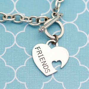 Vintage Silver Friendship Heart Necklace, Bestfriend Gift, Silver Choker Necklace, Size 16 Inch - R27