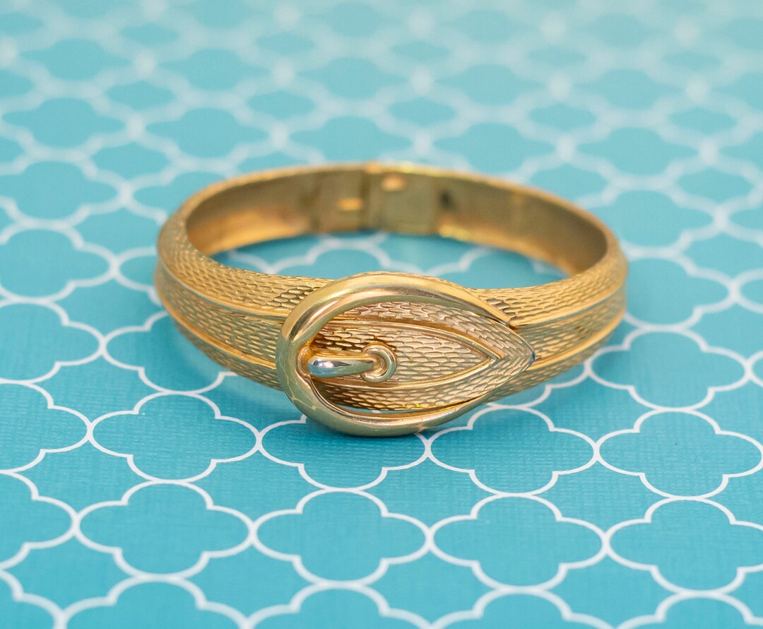 Vintage Golden Belt Hinged Bangle by Avon, 7 Inches - R28 - Etsy