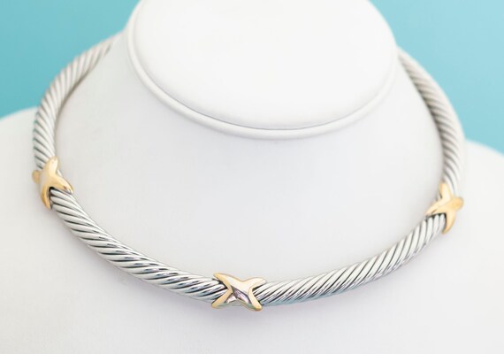 Vintage Stripes Spiral Choker Necklace 16 inch - … - image 2