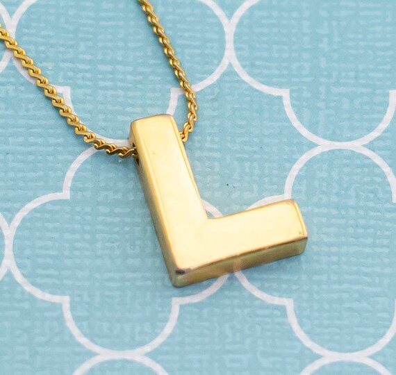 Vintage Letter L Choker Necklace Dainty 