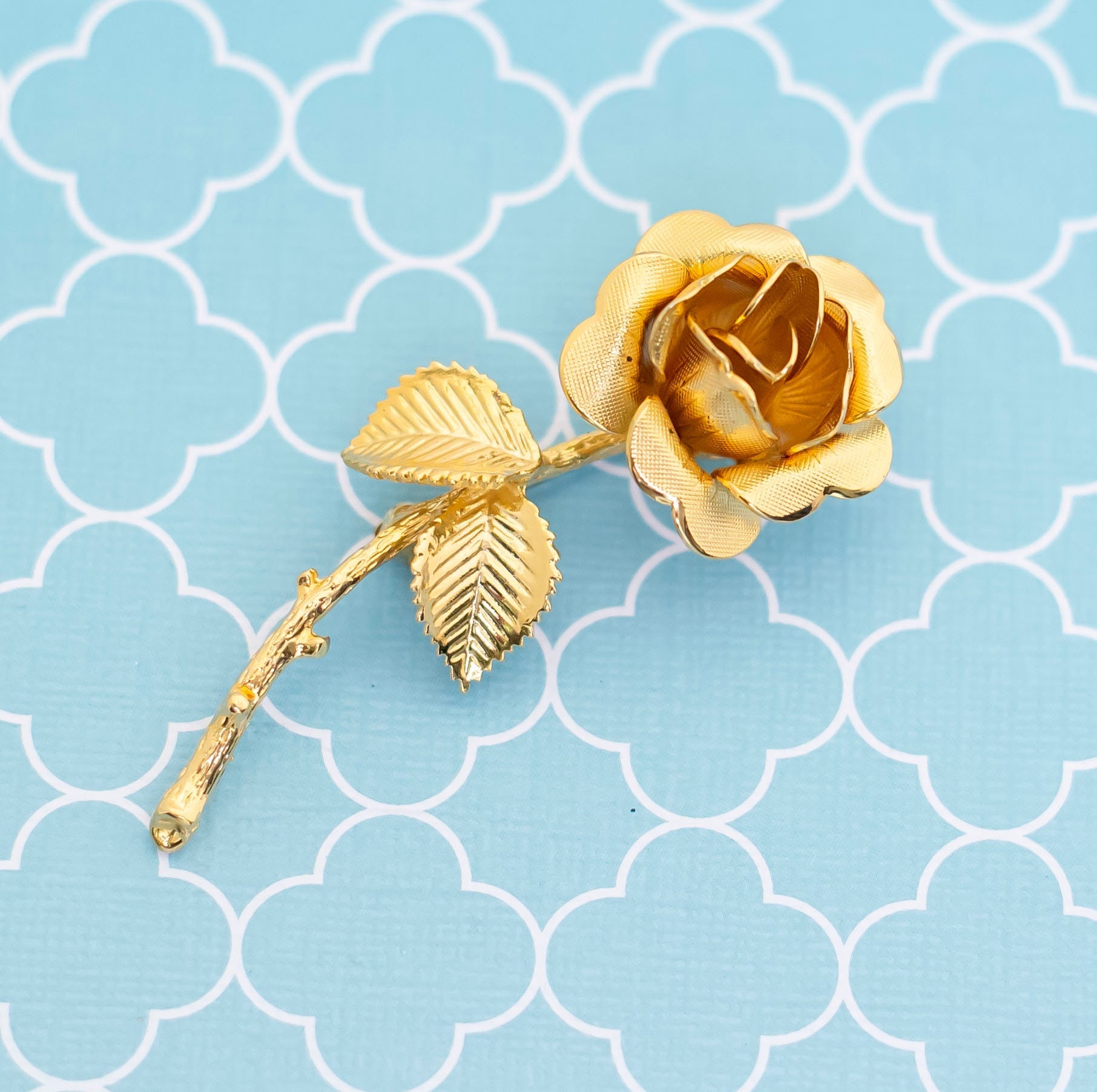 Vintage Gold Tone Rose Brooch