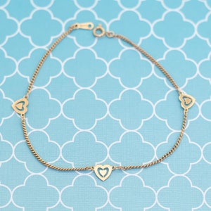 Vintage Golden Hearts Anklet 9 1/2 inch by Avon - R7