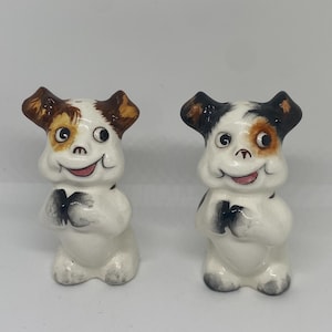 Vintage Anthropomorphic Smiling Dog Salt and Pepper Shakers Japan