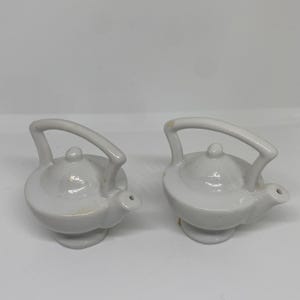 Vintage white teapot salt and pepper shaker set