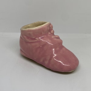 Vintage Pink Ceramic Mini Boot Planter Baby Shoe Bootie Pottery