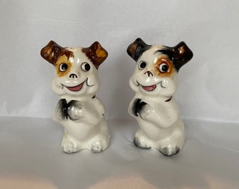 Vintage Anthropomorphic Smiling Dog Salt and Pepper Shakers Japan