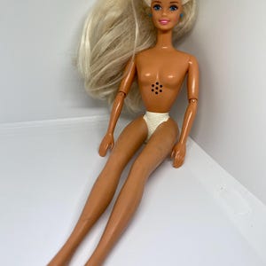 Barbie Doll Mattel Blond Figure Toy 1966 body non working Blue Earrings