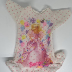 Barbie Doll Vintage Fuzzy Nightgown With Barbie Graphic