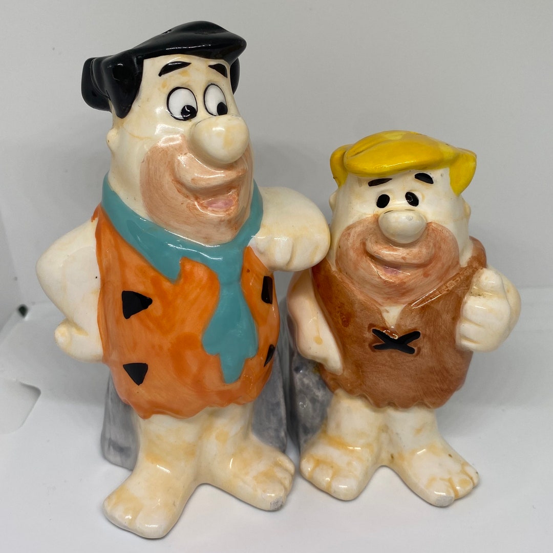 Hanna Barbera Fred and Barney Salt and Pepper Shakers Set the Flintstones Rubble Retro Etsy