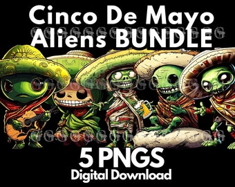 Cinco De Mayo Alien vestindo pacote Sombrero e Poncho PNG, Cinco de mayo pngs, pacote Cinco de mayo svg, feliz cinco de mayo svg