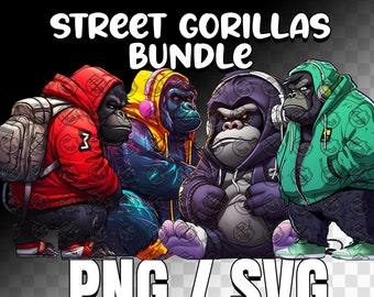 Street Gorilla SVG Bundle, Gorilla svg, Angry Gorilla svg, Gorilla Sublimation svg, Gorilla Cricut svg