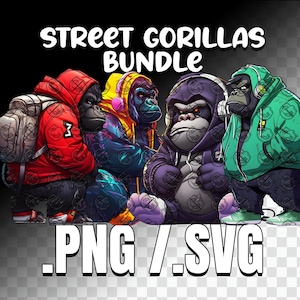Street Gorilla SVG Bundle, Gorilla svg, Angry Gorilla svg, gorilla sublimation svg, gorilla cricut svg