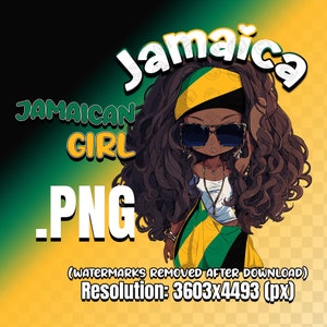 Bella ragazza giamaicana, ragazza giamaicana Tshirt adesivo file digitale, sublimazione urbana, dtf DTG giamaicano t-shirt clipart