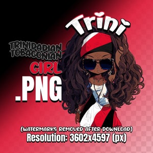 Schöne Trini Girl, Trinidad Girl TShirt Sticker digitale Datei, Urban Sublimation, dtf DTG Tobagonian T-Shirt Clipart Active