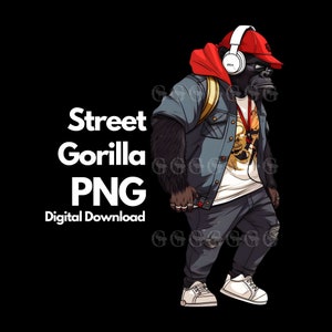Urban Streetwear Gorilla (1 of 5), Gorilla PNG, Angry Gorilla PNG, gorilla sublimation, gorilla cricut