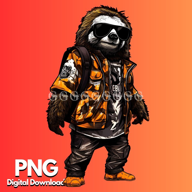 Sloths Wearing Urban Streetwear PNG Bundle Sloths Sloth - Etsy