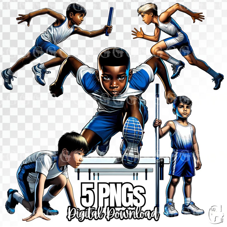 Track and Field Boys (multi-racial) PNG Bundle, Track Png, Track Boy ...