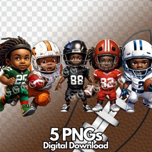 American Football Kids PNG-Bundle, Fußballkinder, Kinder, die Fußball spielen, Clipart, Sublimation, Kindersport