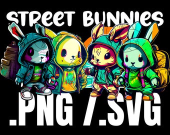 Cool Bunny SVG, Street Easter Bunnies SVG, hip hop bunny svg, bad bunny svg, street Easter bunny PNG