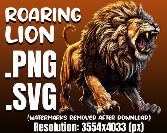 Brüllender Löwe SVG PNG, brüllender Löwe svg, brüllende Löwen svg, Löwe svg, Löwenkopf svg, Löwe Sublimation Design, Löwe svg für Shirts