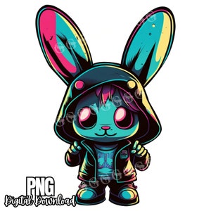 Conejitos de Pascua callejeros SVG, Conejito fresco SVG, conejito de hip hop svg, conejito malo svg, conejito de Pascua callejero PNG imagen 2