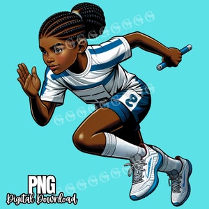 Youth Track and Field African American Girls PNG Bundle, Track and Field, Track Girls, Youth ...