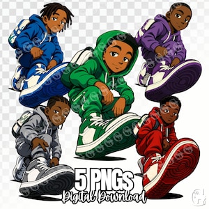 Back To School Boys PNG Bundle, cool boys, African American boys, black boys, elementary school boys, cool kids, clipart, sublimation