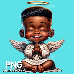 African American Praying Angels Boys and Girls PNG Bundle, Religious ...
