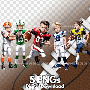 Little League Football Players PNG Bundle, little league football, football characters, clipart, sublimation, american football