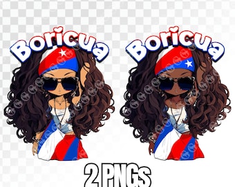 Beautiful Boricua Girl, Flag Girl, Puerto Rican Girl, TShirt, Sticker, Digital File, Urban Sublimation, Puerto Rico T-Shirt Clipart