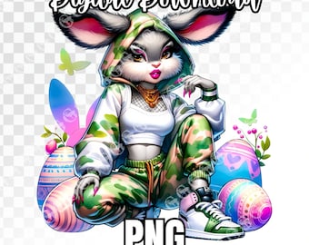 Verde Rosa Mujer Hip Hop Conejito de Pascua PNG, Conejito Sexy, Streetwear PNG, Conejo Chica, PNG de Pascua, Conejo de Pascua, Gráfico Digital, Sublimación