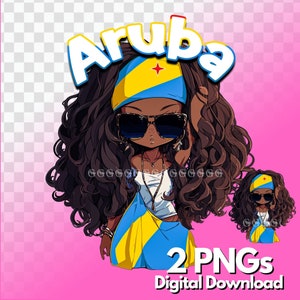 Schöne Aruba Girl Design PNG, Arubana, digitale Datei, Sublimation, Clipart, png, T-Shirt-Design, Becher-Design