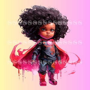 Schwarzes Superhelden-Mädchen PNG, schwarze Mädchenmagie, schwarzes Mädchen png, Melanin, cooles schwarzes Mädchen, Kindsuperheld